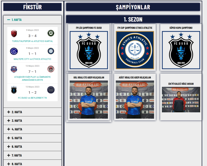 fm lig futbol organizasyon web tasarım sitesi 2
